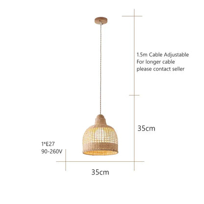 Wabi sabi bamboo pendant lamps for dining room island