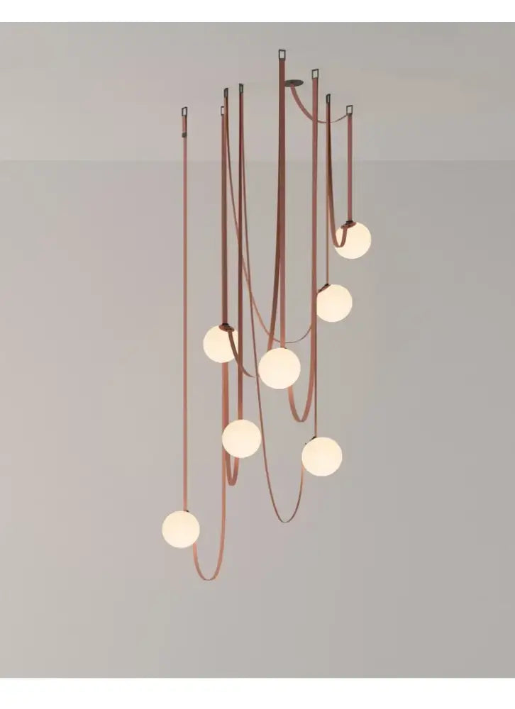Wabi sabi designer copper and white chandelier living room light
