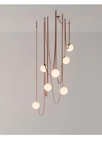 Wabi sabi designer copper and white chandelier living room light
