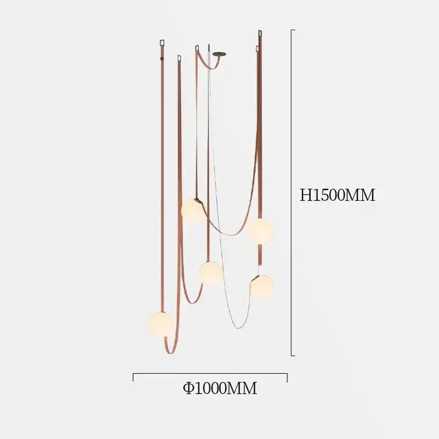 Wabi sabi designer copper and white chandelier living room light