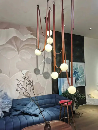 Wabi sabi designer copper and white chandelier living room light