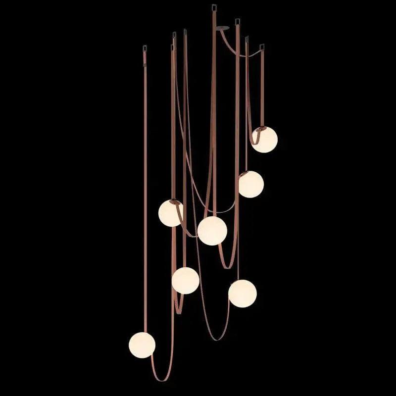 Wabi sabi designer copper and white chandelier living room light
