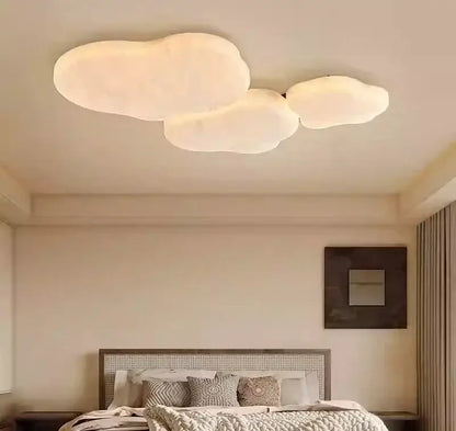Wabi-sabi french cream silk ceiling light – bedroom cloud lamp