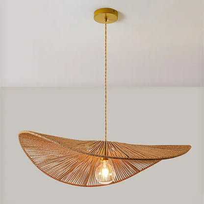 Wabi sabi golden fan bamboo pendant lights for dining room