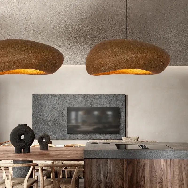 Wabi sabi gray handmade polystyrene indoor pendant dining room