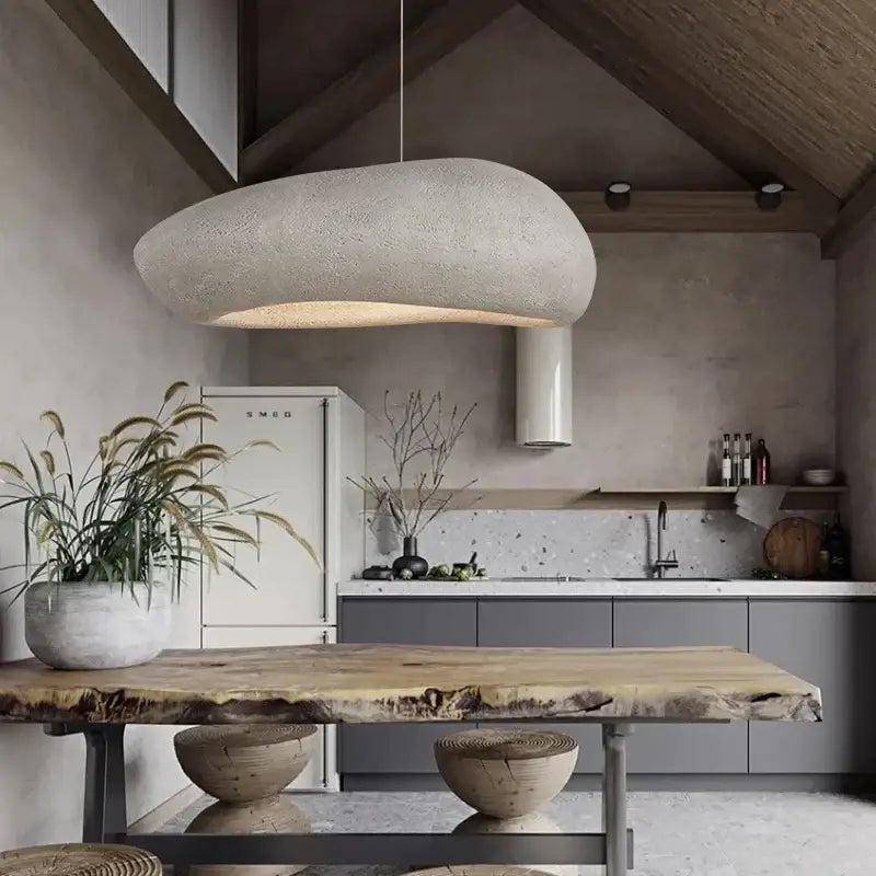 Wabi sabi gray handmade polystyrene indoor pendant dining room