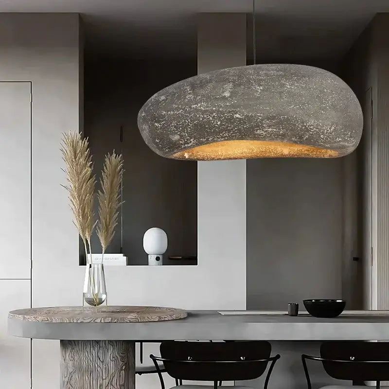 Wabi sabi gray handmade polystyrene indoor pendant dining room