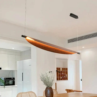Wabi sabi led wood pendant light for dining room amber glow