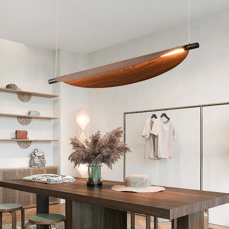 Wabi sabi led wood pendant light for dining room amber glow