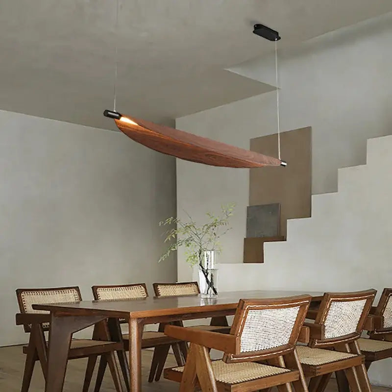Wabi sabi led wood pendant light for dining room amber glow
