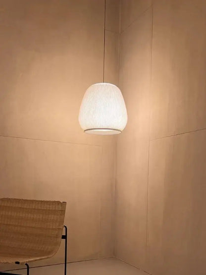 Wabi-sabi ribbed fabric light luxury chandelier – bedroom pendant light