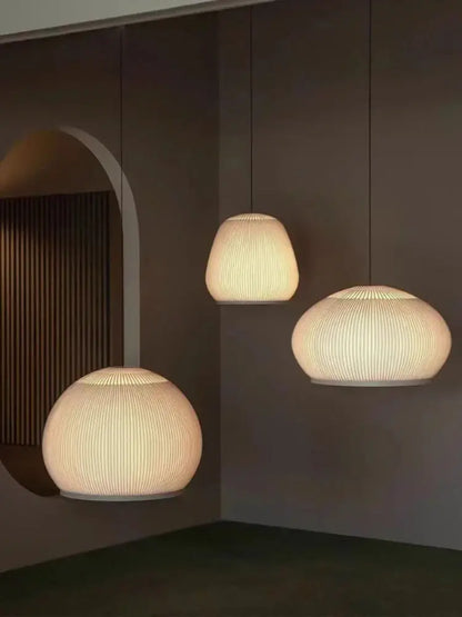 Wabi-sabi ribbed fabric light luxury chandelier – bedroom pendant light
