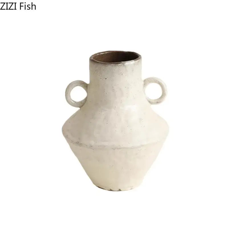 Wabi-sabi rustic brown ceramic vase living room decor