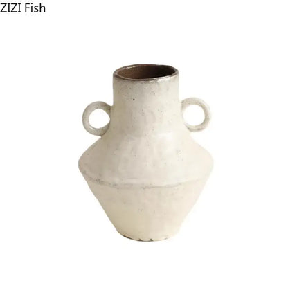 Wabi-sabi rustic brown ceramic vase living room decor