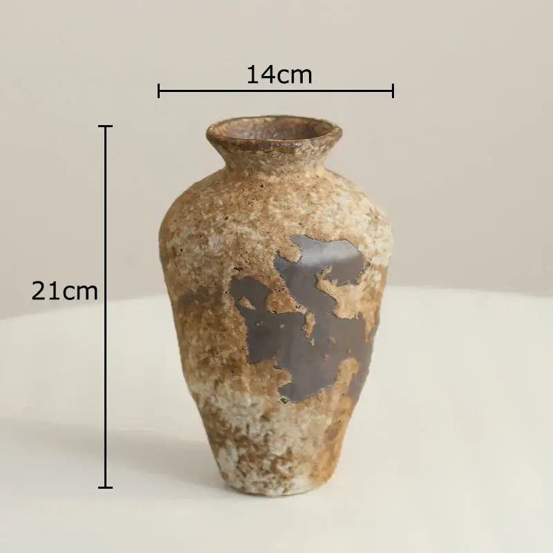 Wabi-sabi rustic brown ceramic vase living room decor