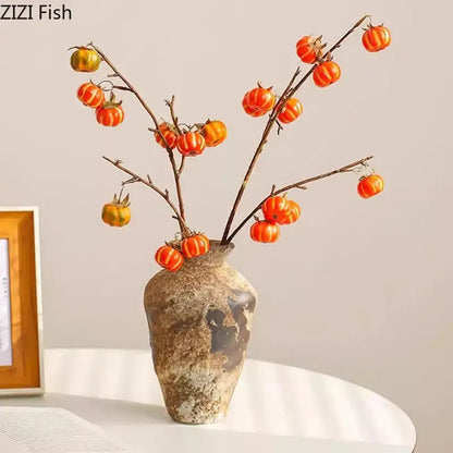 Wabi-sabi rustic brown ceramic vase living room decor