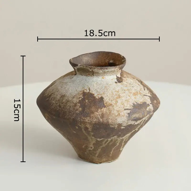 Wabi-sabi rustic brown ceramic vase living room decor