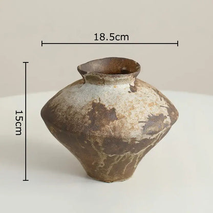 Wabi-sabi rustic brown ceramic vase living room decor
