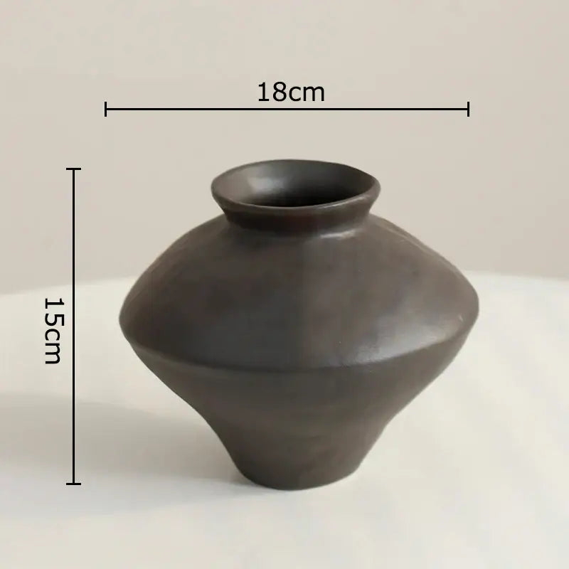 Wabi-sabi rustic brown ceramic vase living room decor