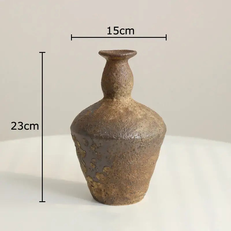 Wabi-sabi rustic brown ceramic vase living room decor