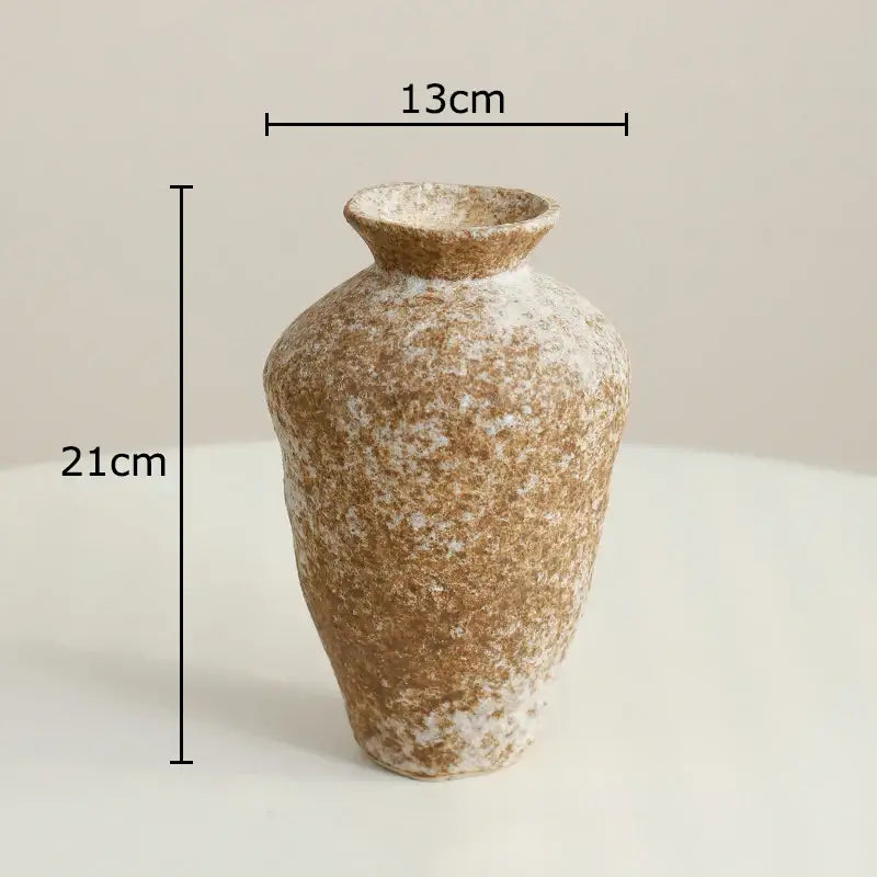 Wabi-sabi rustic brown ceramic vase living room decor