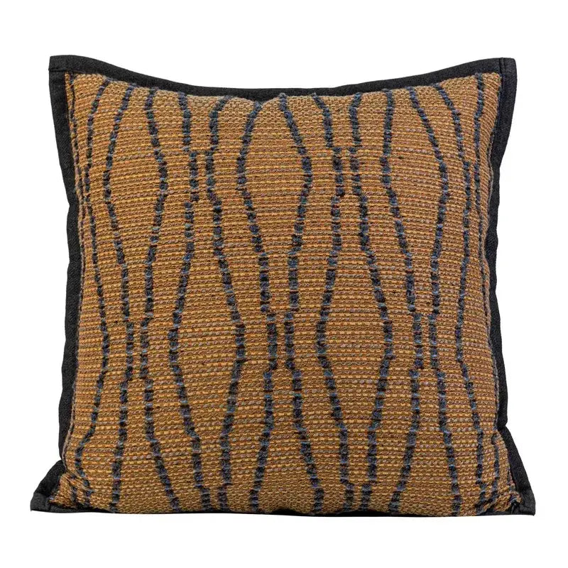 Wabi sabi tan & dark gray woven throw pillow case living room decor