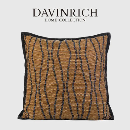 Wabi sabi tan & dark gray woven throw pillow case living room decor