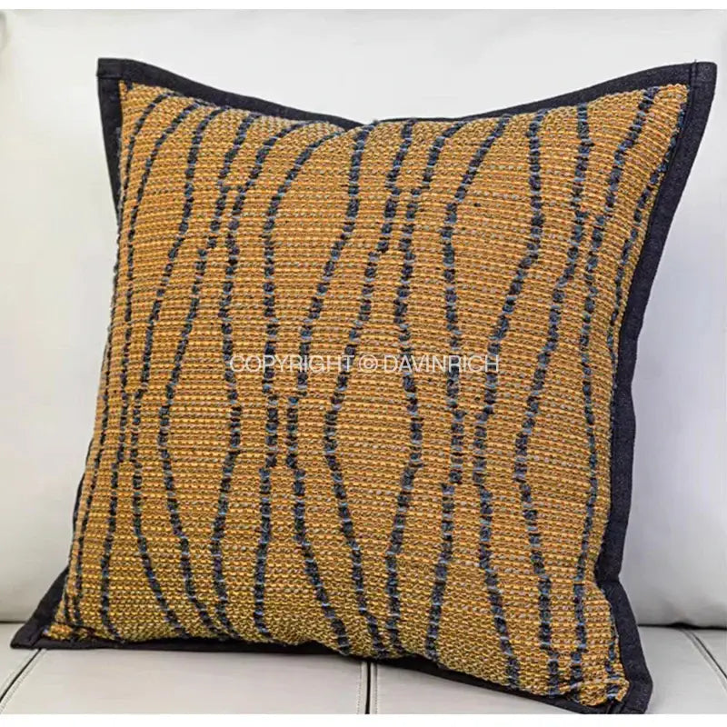 Wabi sabi tan & dark gray woven throw pillow case living room decor