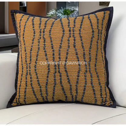 Wabi sabi tan & dark gray woven throw pillow case living room decor