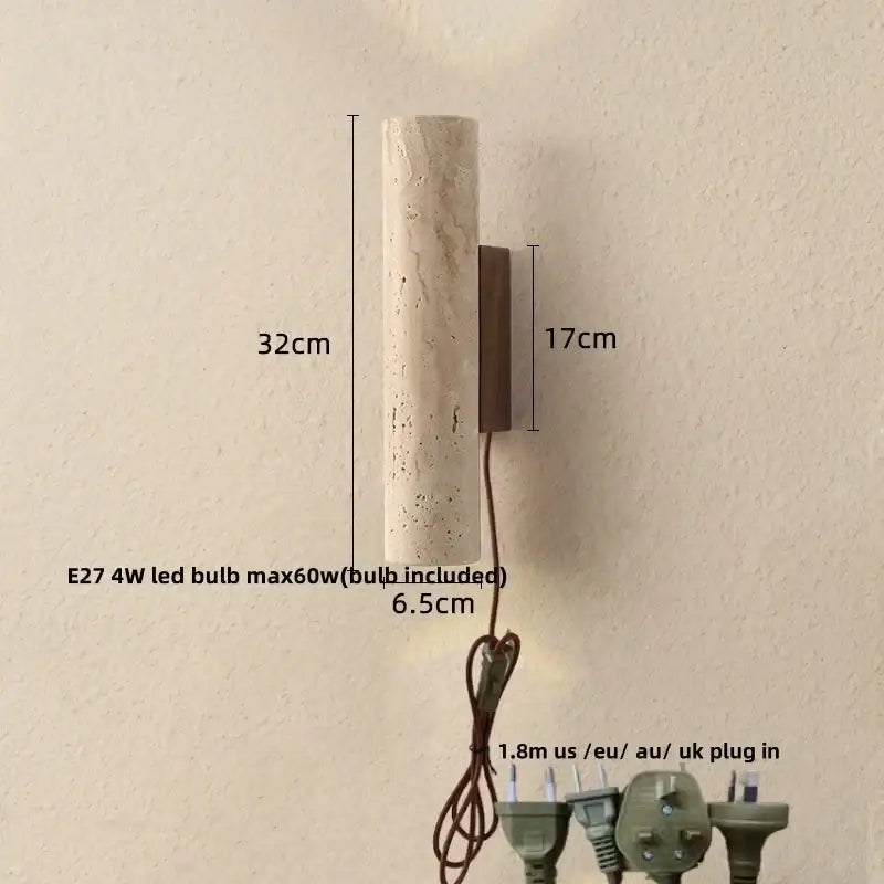 Wabi sabi terrazzo and wood led wall lights bedroom sconce