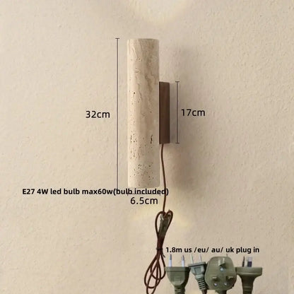 Wabi sabi terrazzo and wood led wall lights bedroom sconce