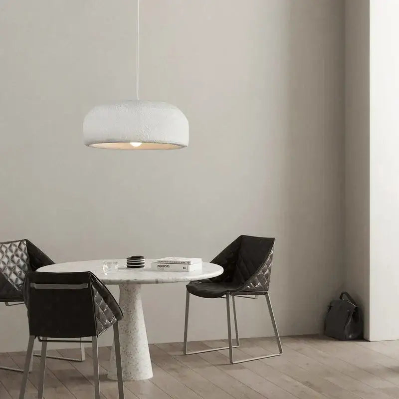 Wabi sabi textured white ceramic led pendant light for dining room