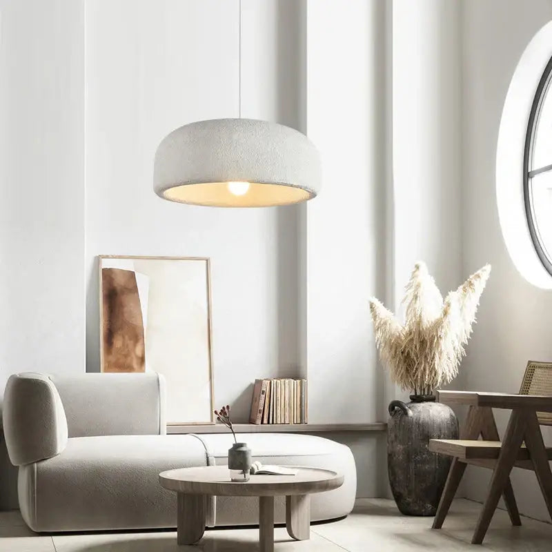 Wabi sabi textured white ceramic led pendant light for dining room