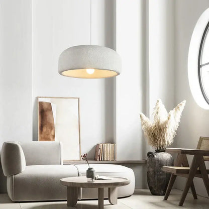 Wabi sabi textured white ceramic led pendant light for dining room