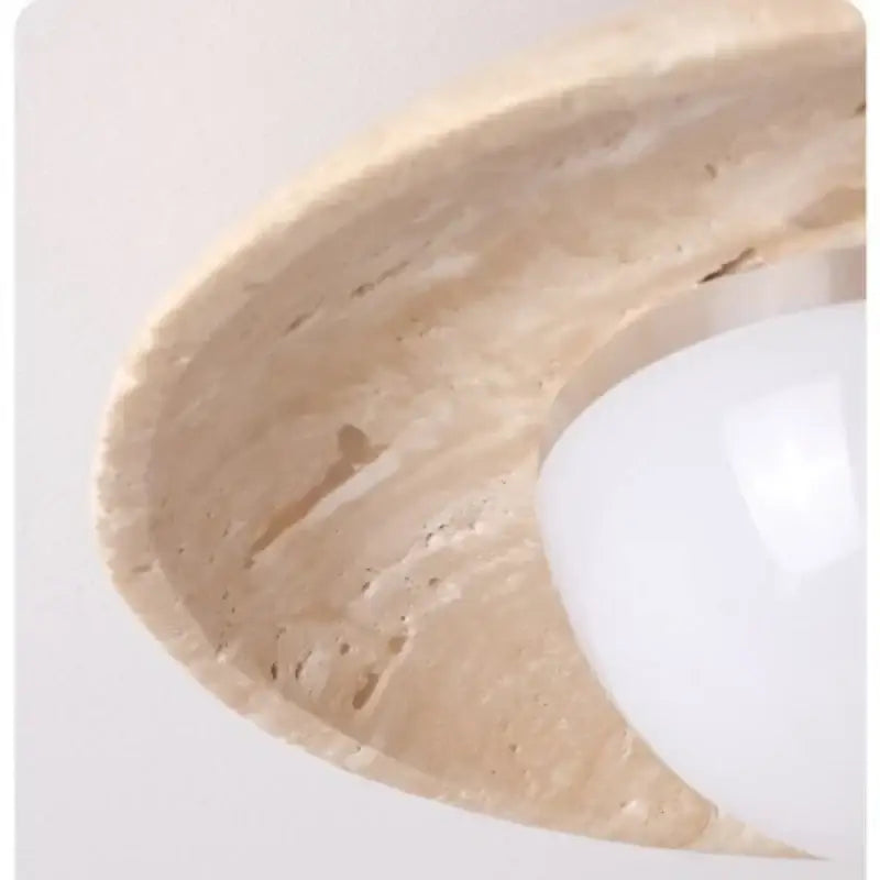Wabi sabi travertine and wood acrylic led ceiling lamp bedroom light