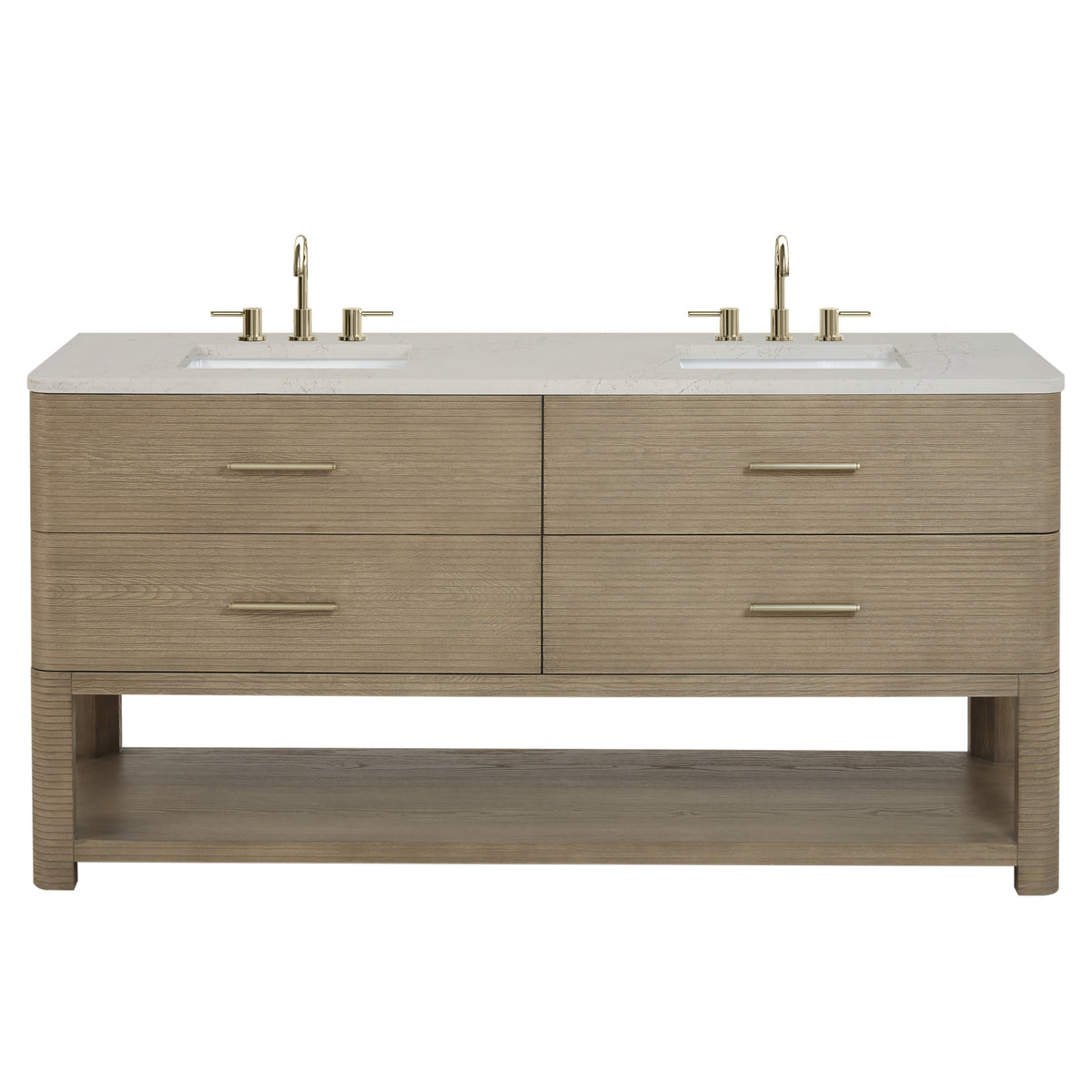 James Martin Lucian 72" Double Bathroom Vanity, Pebble Oak