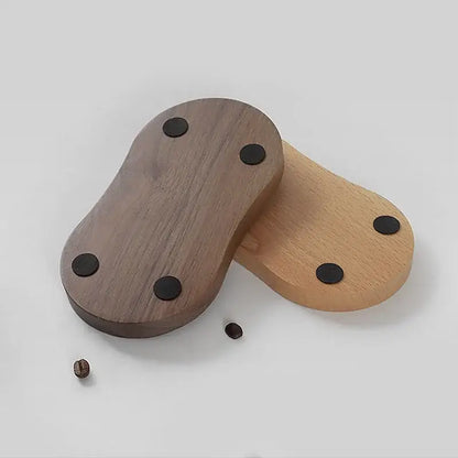 Walnut & oak wooden tamping station kitchen espresso tamper base