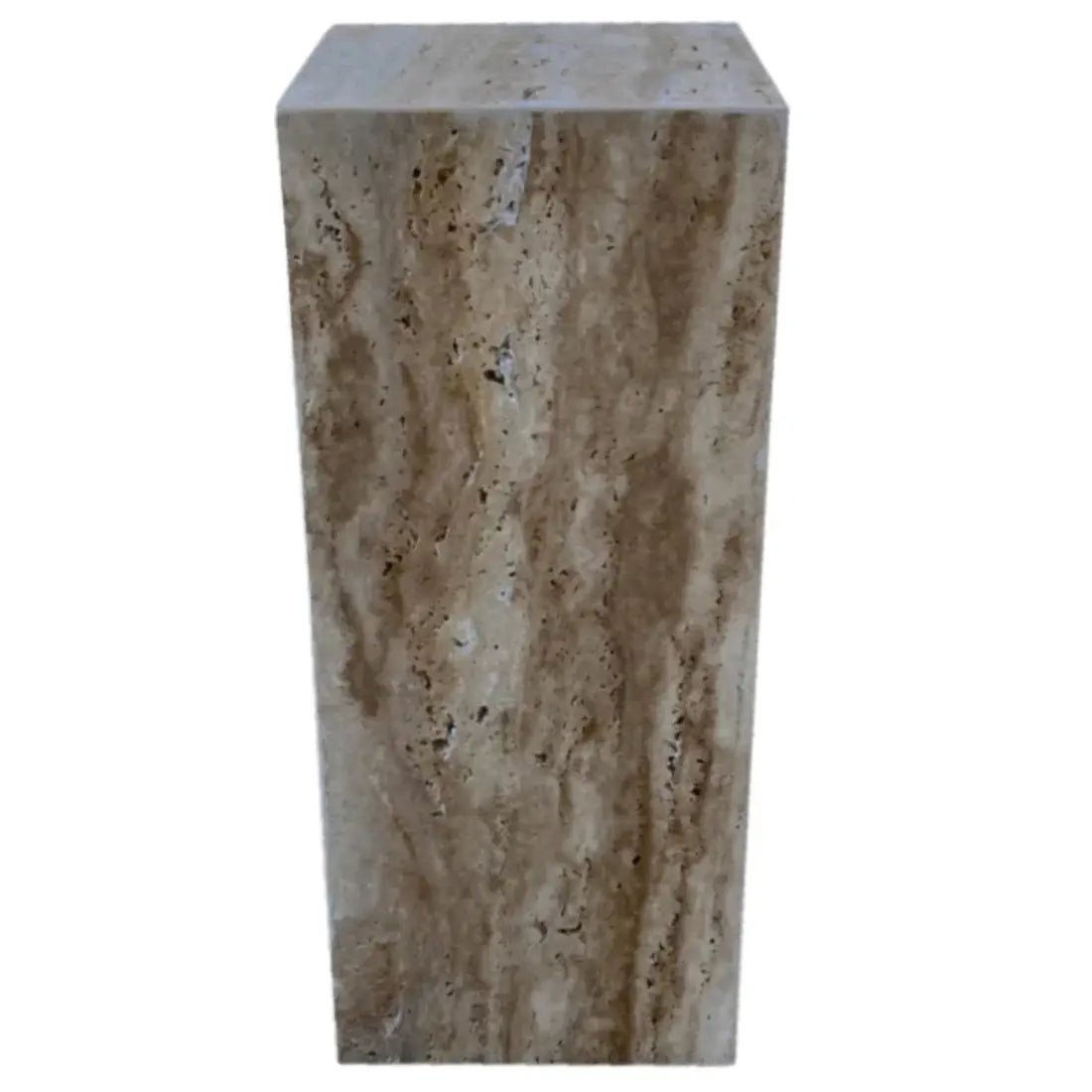 Walnut Travertine Vein-cut Cube End/Side Table - Polished 10x24