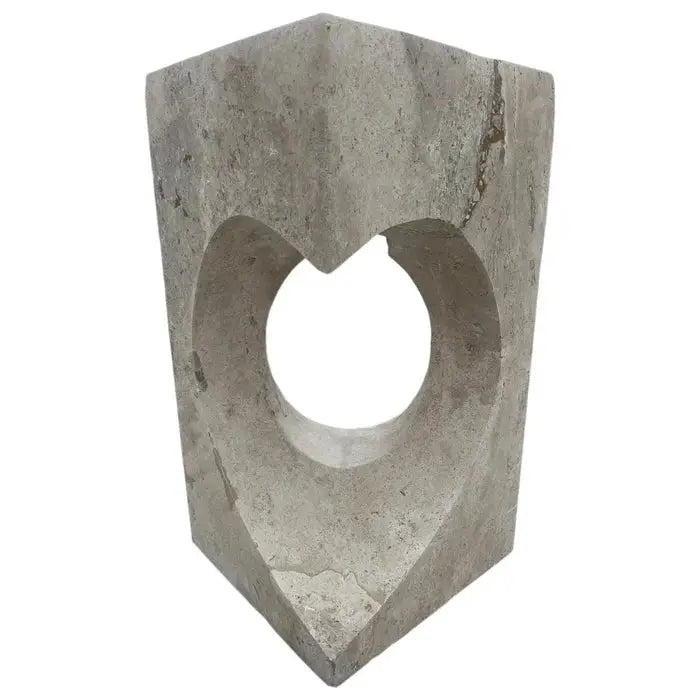 Modern Handcrafted Grey Travertine Pedestal Sink 18 Inch Square