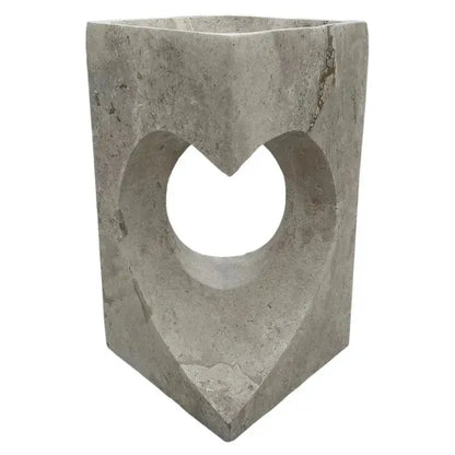 Modern Handcrafted Grey Travertine Pedestal Sink 18 Inch Square
