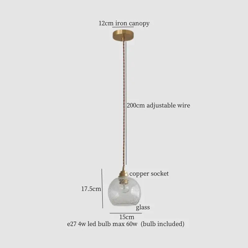 Warm brass cracked glass led pendant light for kitchen dining room