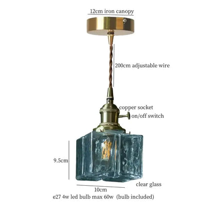 Warm brass cracked glass led pendant light for kitchen dining room