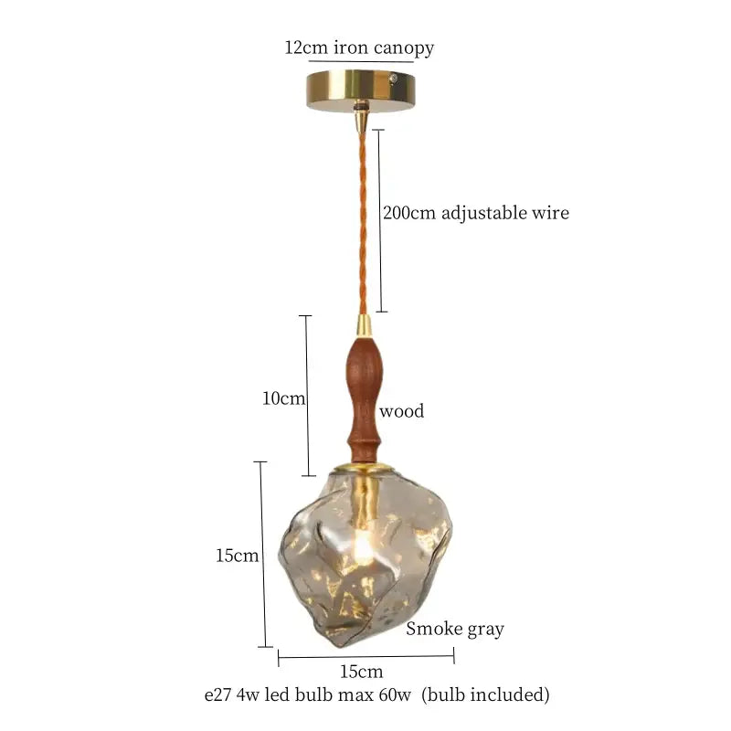 Warm brass cracked glass led pendant light for kitchen dining room