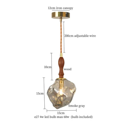 Warm brass cracked glass led pendant light for kitchen dining room