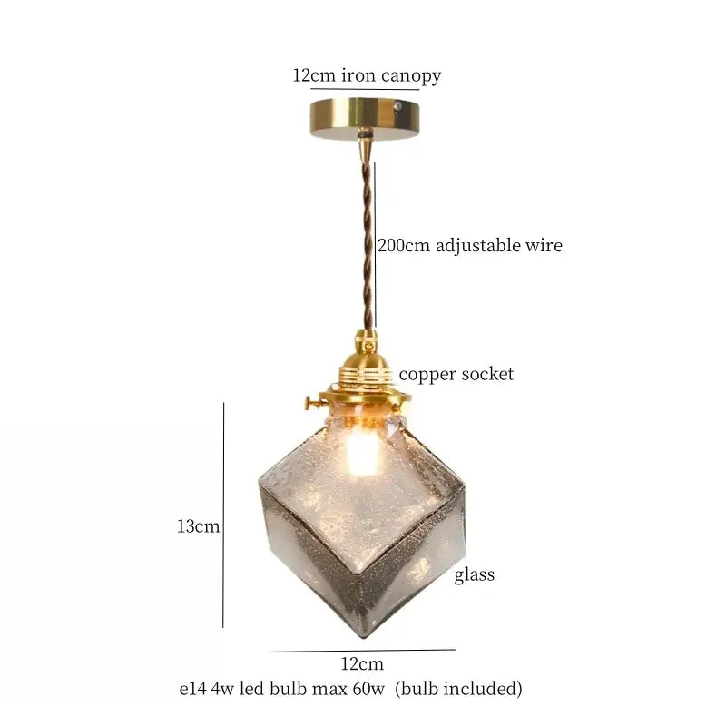 Warm brass cracked glass led pendant light for kitchen dining room