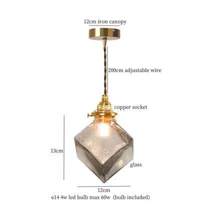 Warm brass cracked glass led pendant light for kitchen dining room