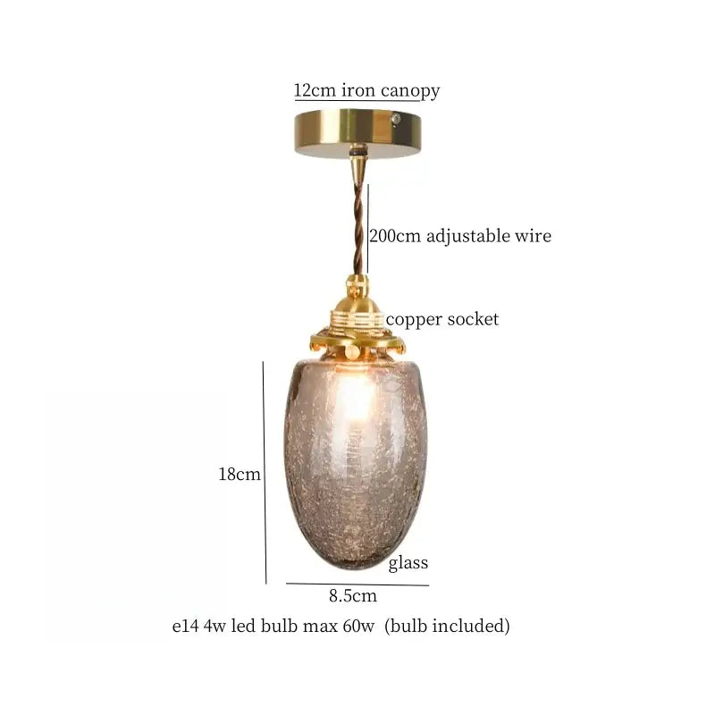 Warm brass cracked glass led pendant light for kitchen dining room