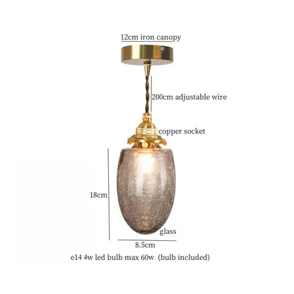 Warm brass cracked glass led pendant light for kitchen dining room
