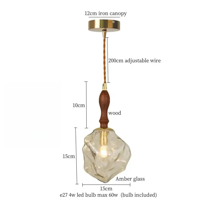 Warm brass cracked glass led pendant light for kitchen dining room