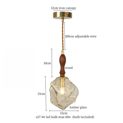 Warm brass cracked glass led pendant light for kitchen dining room